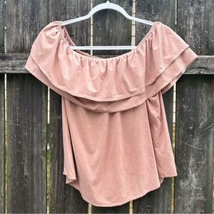 Off-Shoulder Ruffle Women’s Top - Dusty Rose